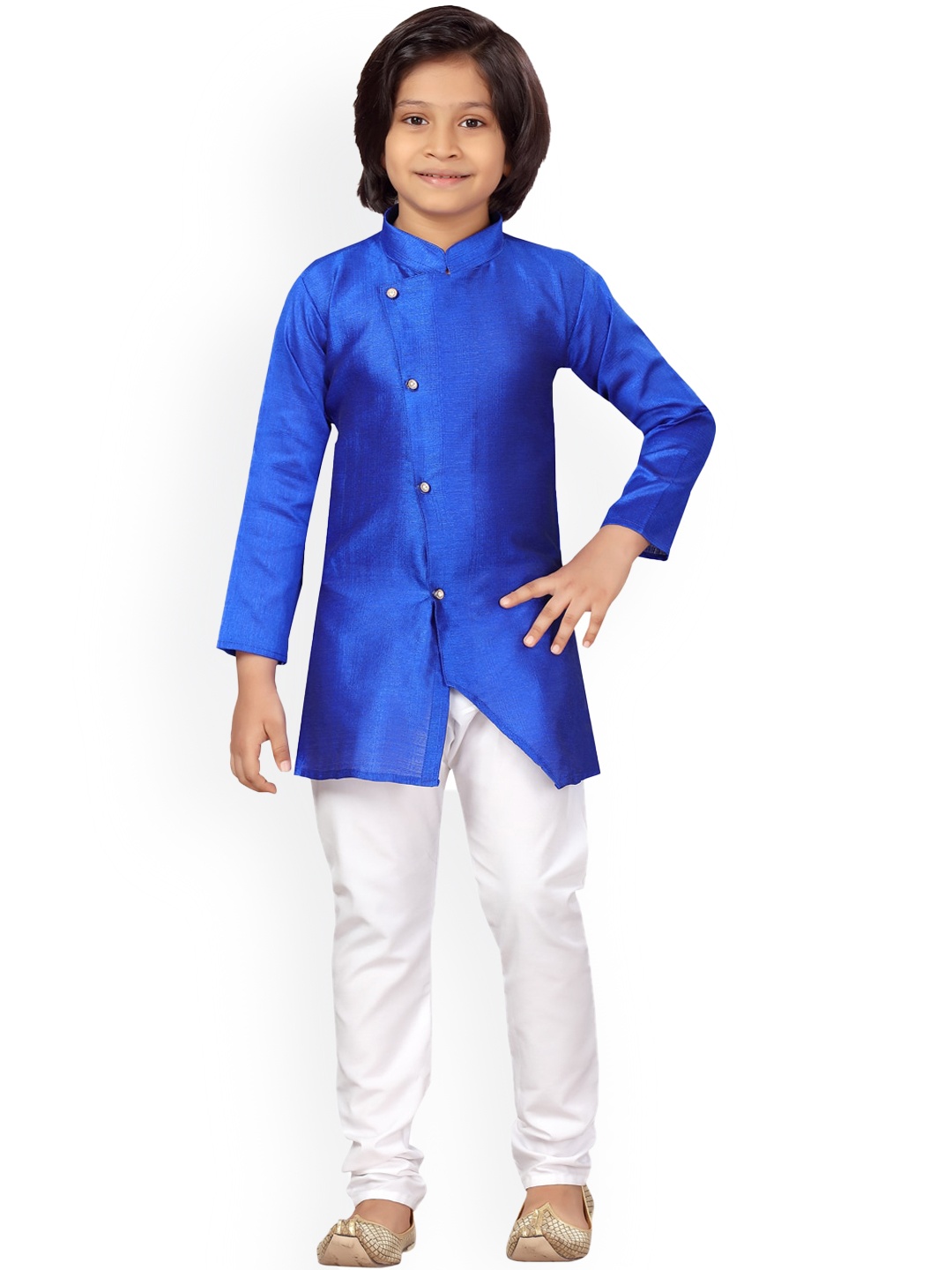 

Aarika Boys Angrakha Pure Cotton Kurta with Pyjamas, Blue