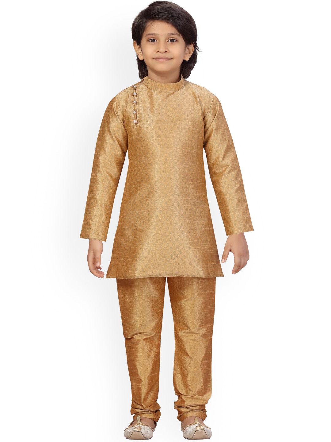 

Aarika Boys Ethnic Motifs Printed Pure Cotton Kurta with Pyjamas, Gold
