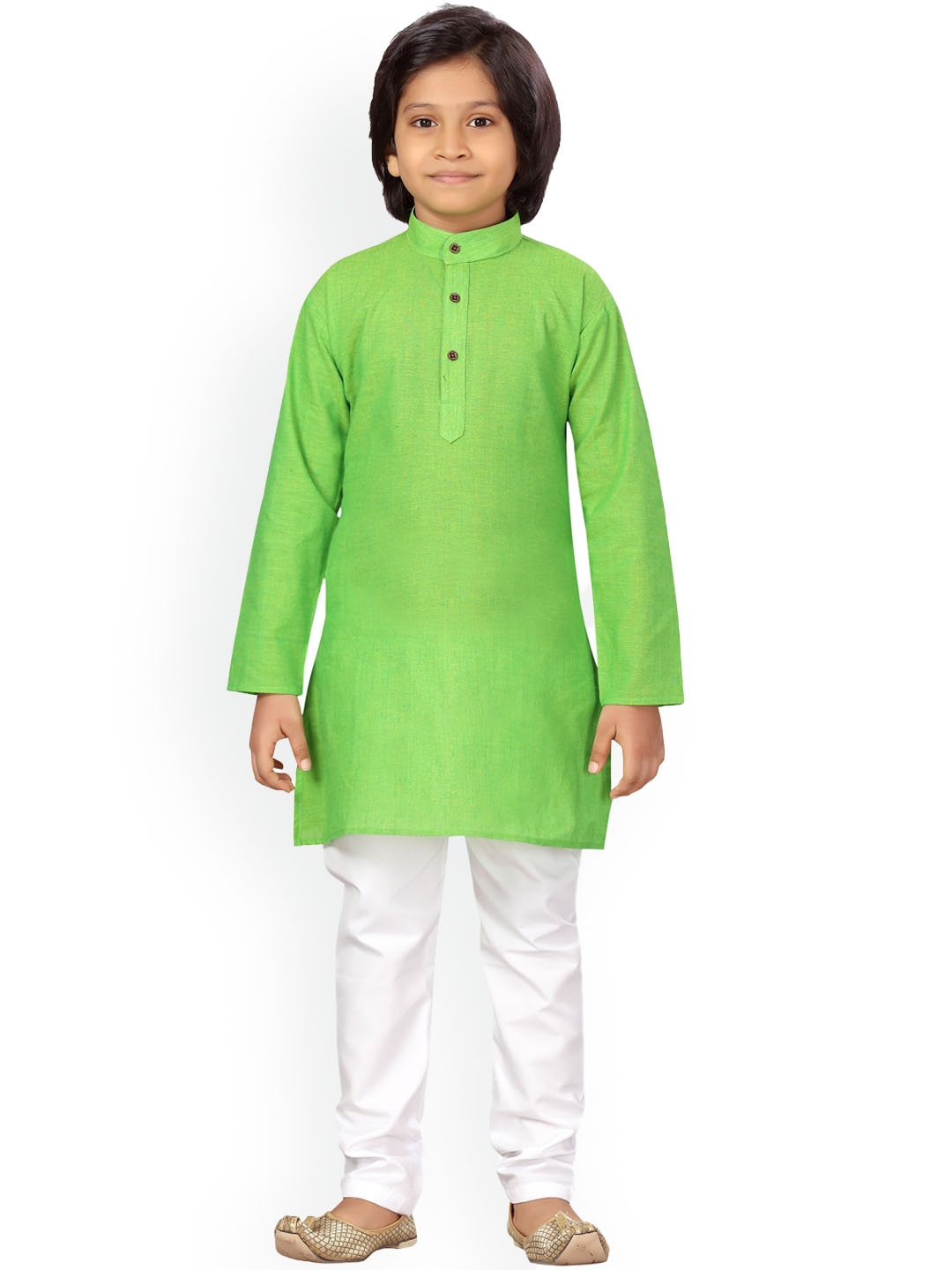 

Aarika Boys Mandarin Collar Pure Cotton Kurta with Pyjamas, Green