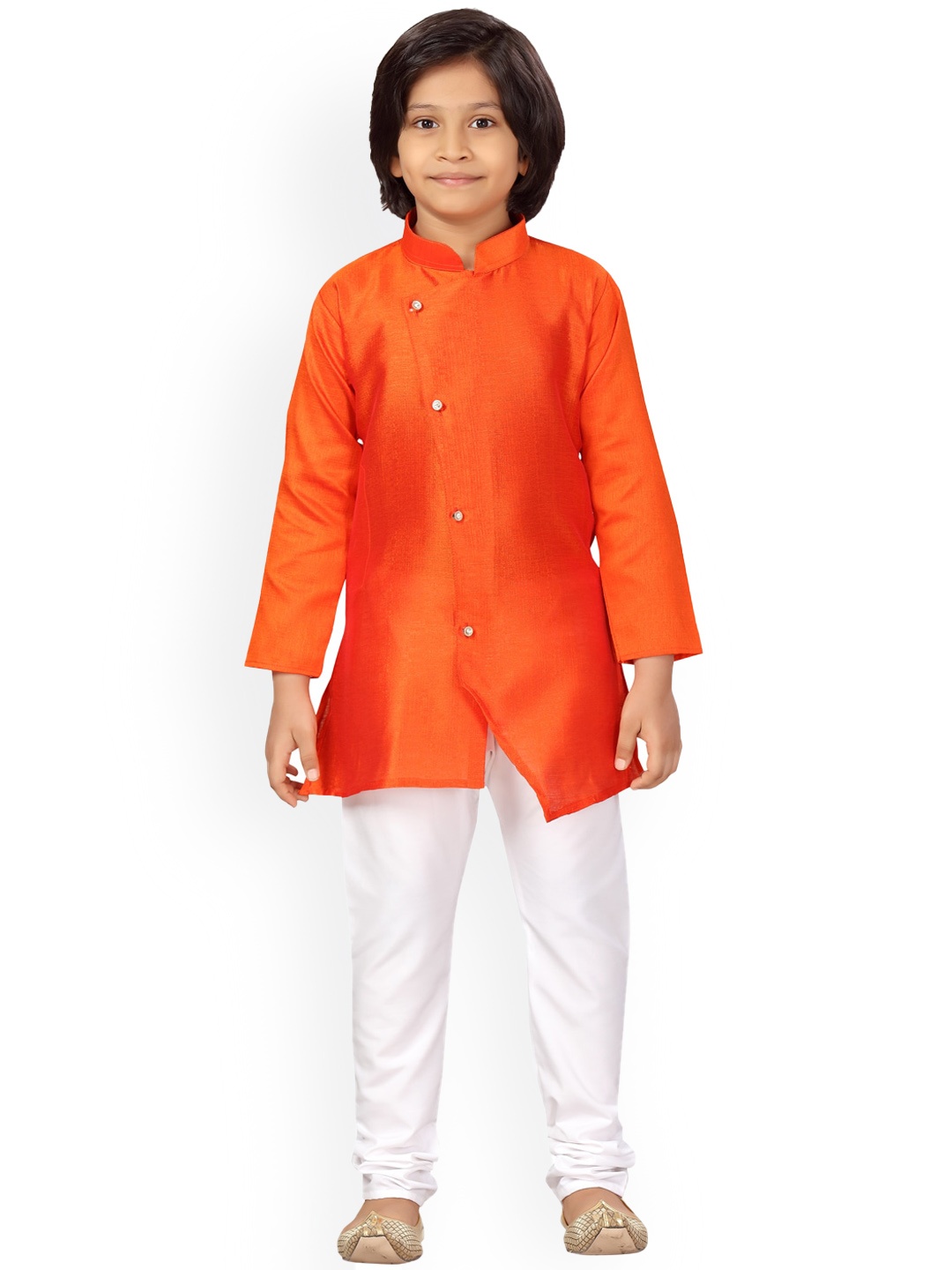 

Aarika Boys Angrakha Pure Cotton Kurta with Pyjamas, Orange