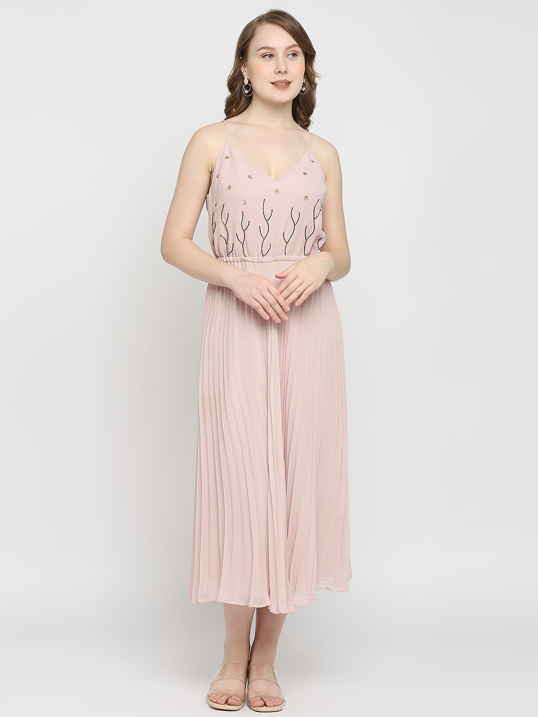 

aaliya Embellished Georgette Midi Dress, Pink