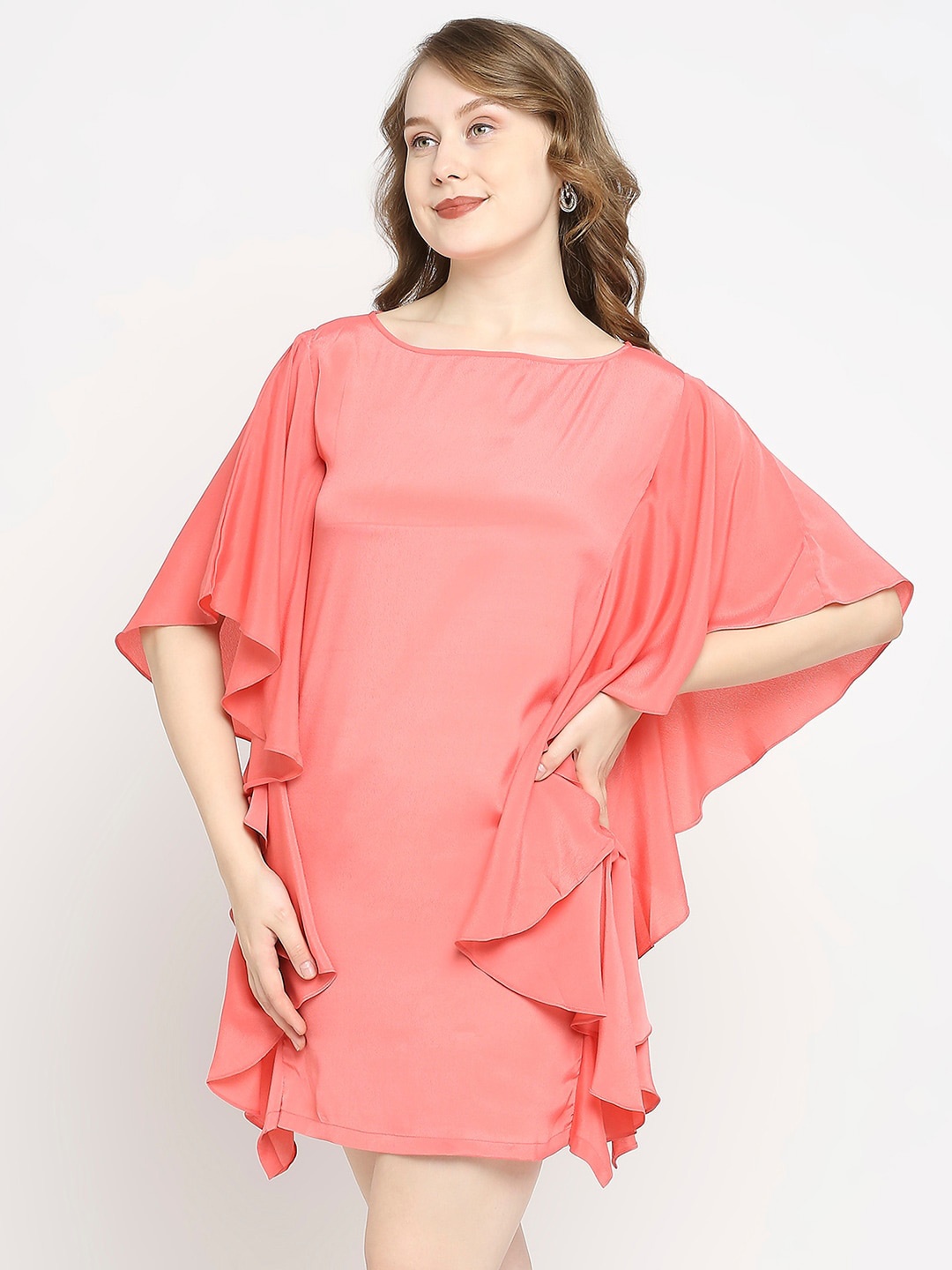 

aaliya Crepe Boat Neck Kaftan Dress, Peach