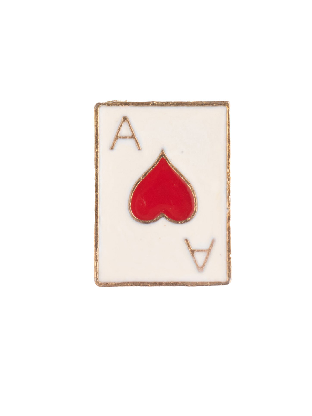 

The Tie Hub Men Gold-Plated Ace Of Hearts Design Lapel Pin, White