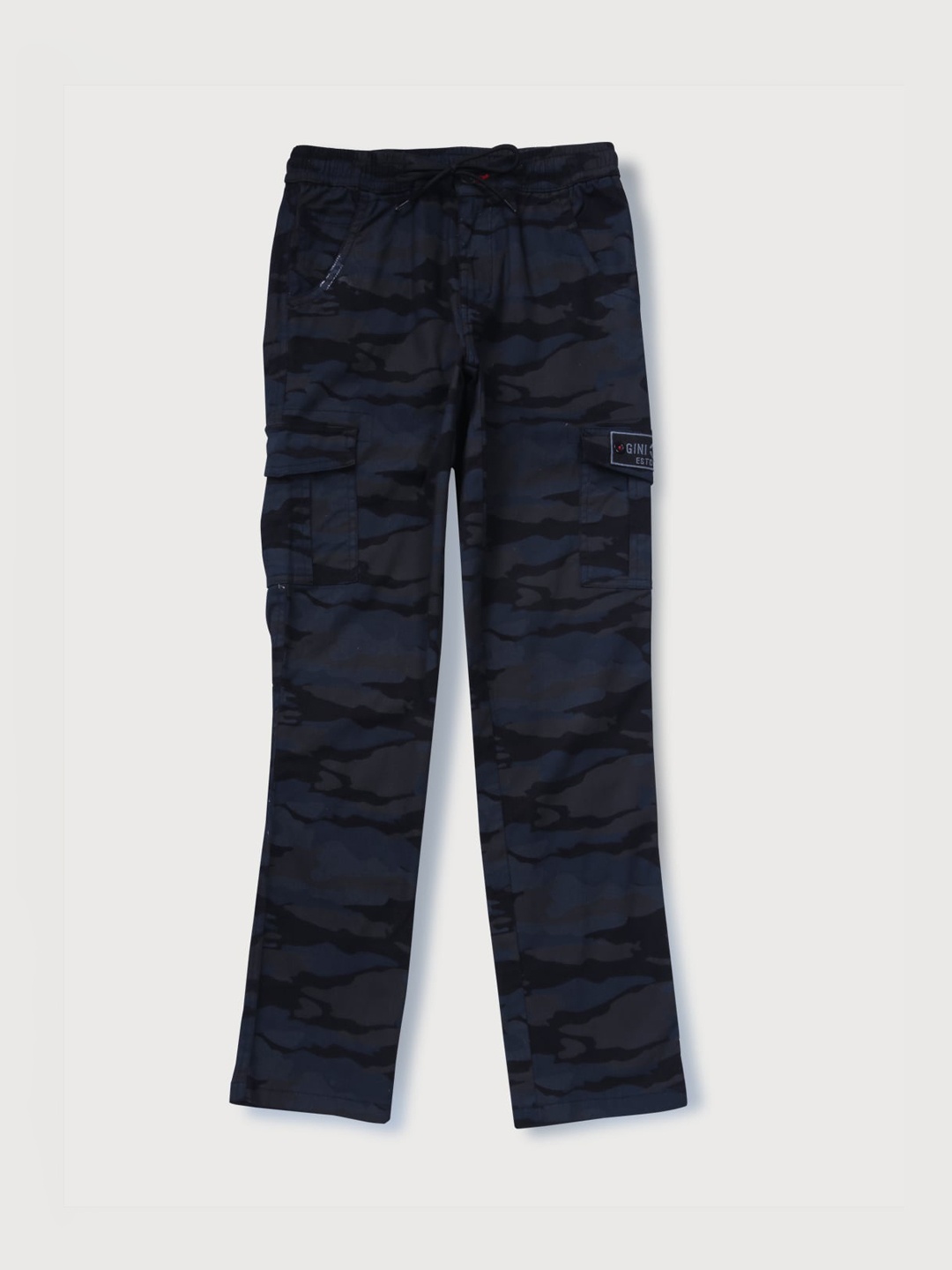 

Gini and Jony Boys Camouflage Printed Cargos Trousers, Navy blue