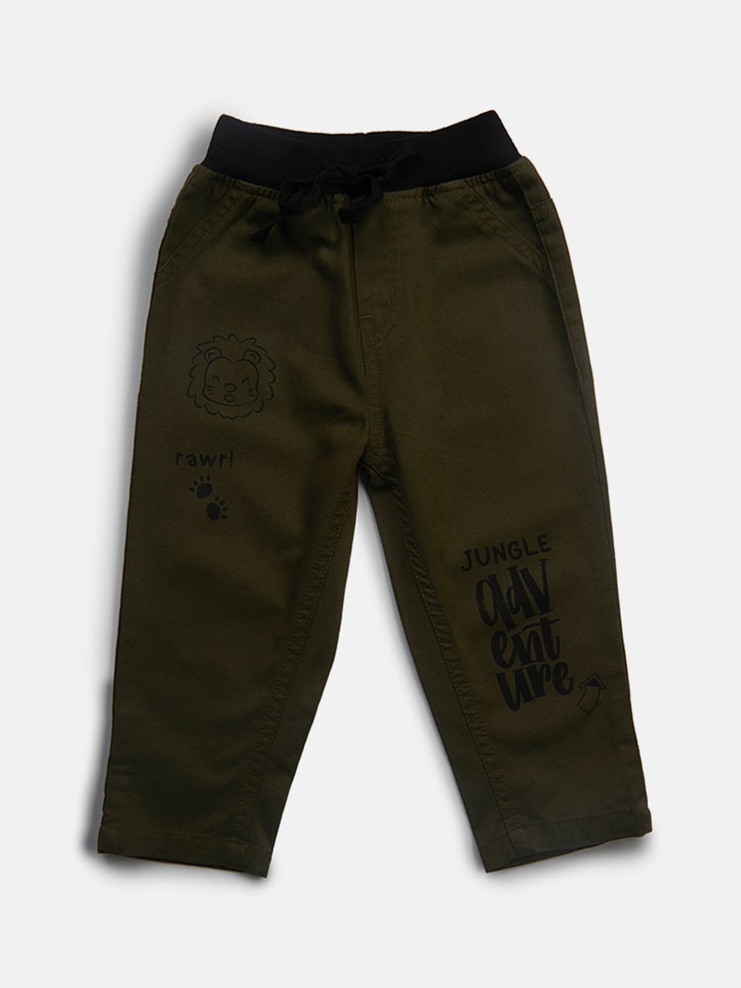 

Gini and Jony Boys Cotton Printed Trousers, Olive