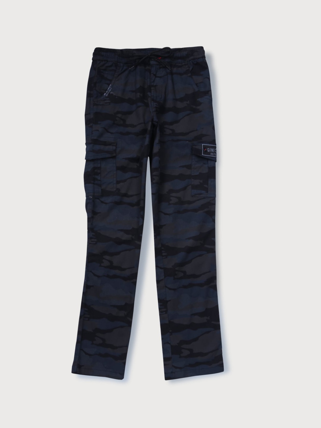 

Gini and Jony Boys Cotton Camouflage Printed Cargos Trousers, Navy blue