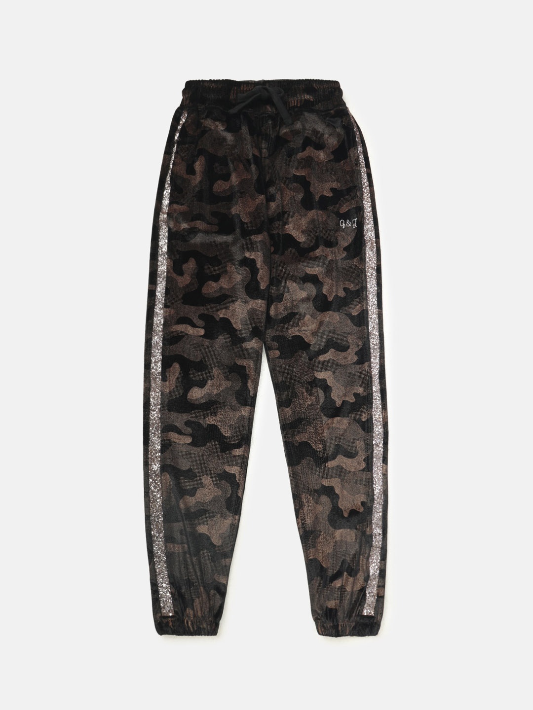 

Gini and Jony Kids Girls Camouflage Printed Joggers, Black