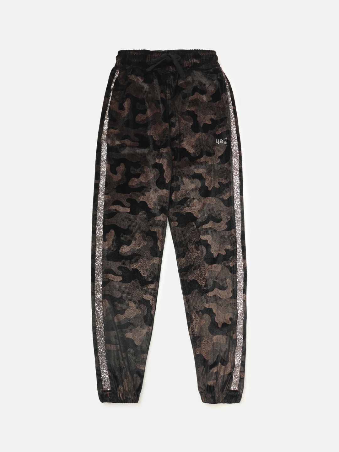 

Gini and Jony Girls Camouflage Printed Cotton Joggers, Black