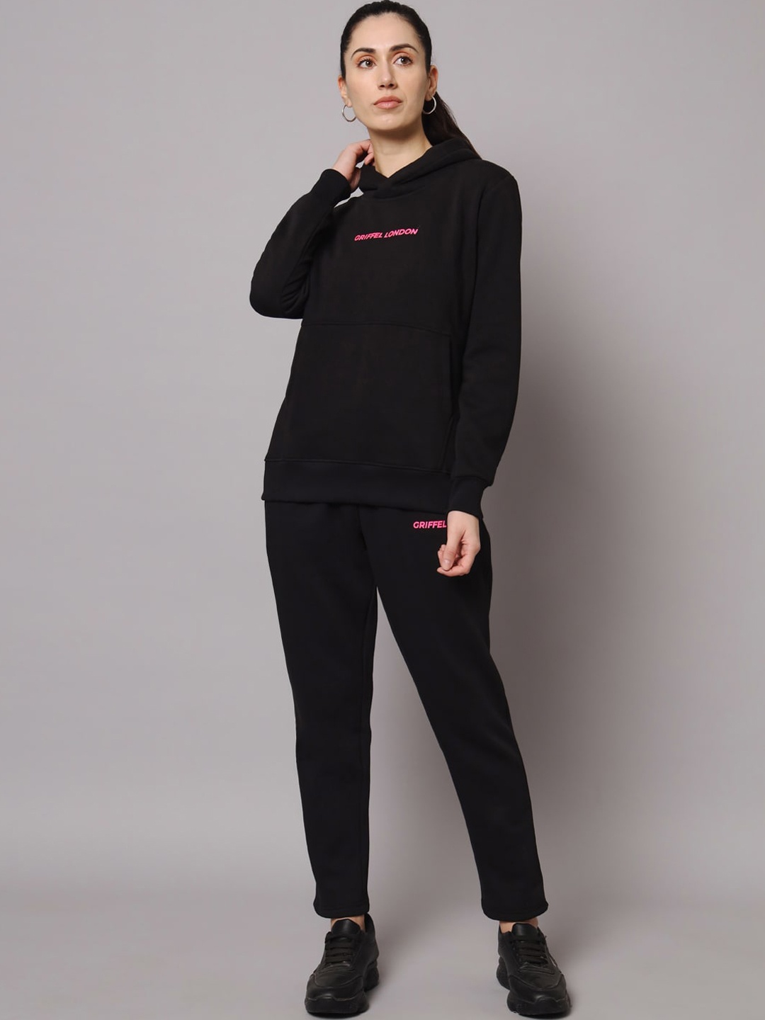

GRIFFEL Women Brand Logo Printed Tracksuits, Black