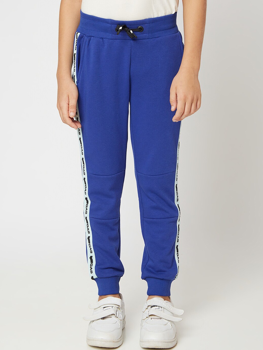 

GAS Boys Side Striped Detail Cotton Joggers, Blue