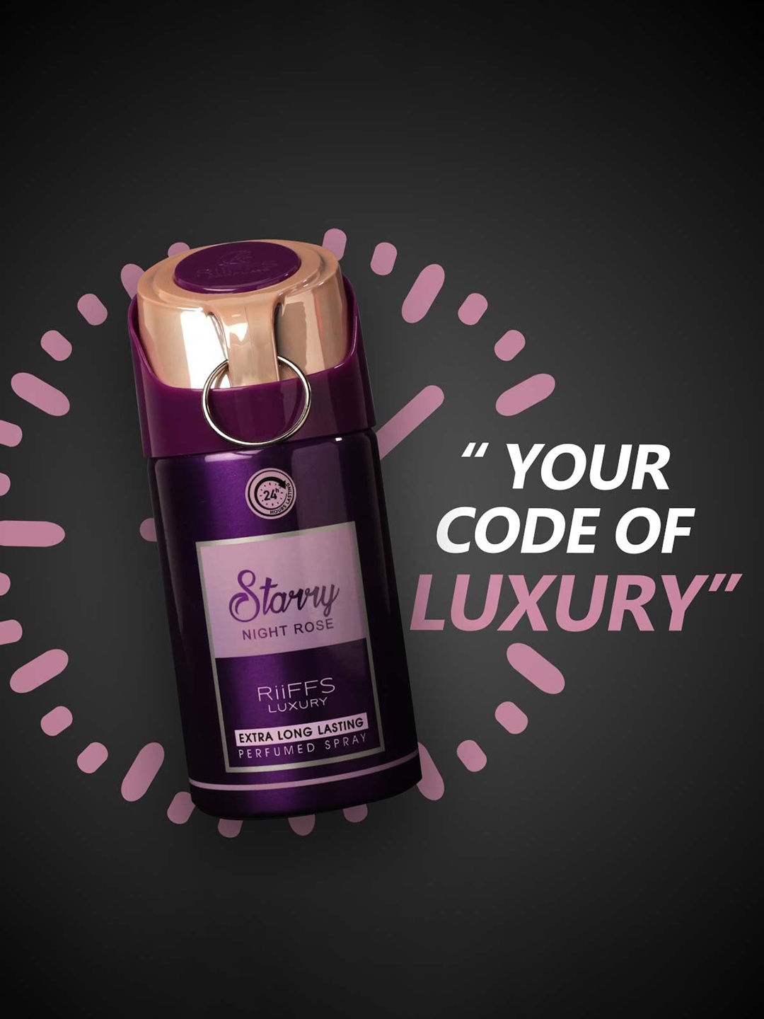 

RIIFFS Men Starry Night Rose Extra Long Lasting Deodorant - 250 ml, Purple