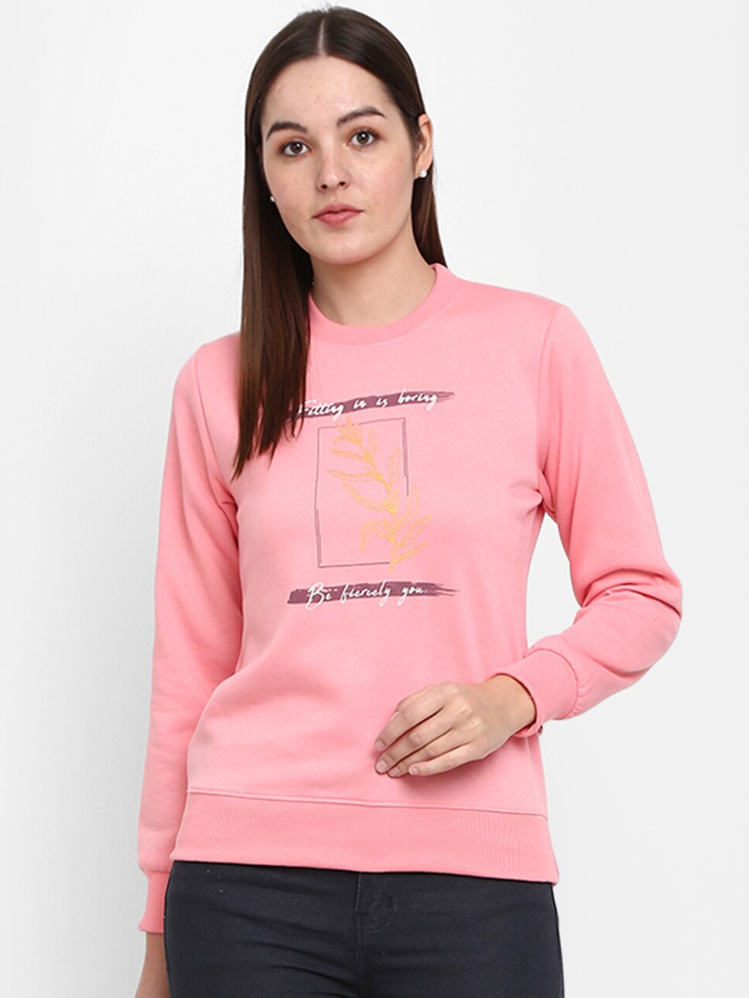 

V-Mart Women Printed Sweatshirt, Pink