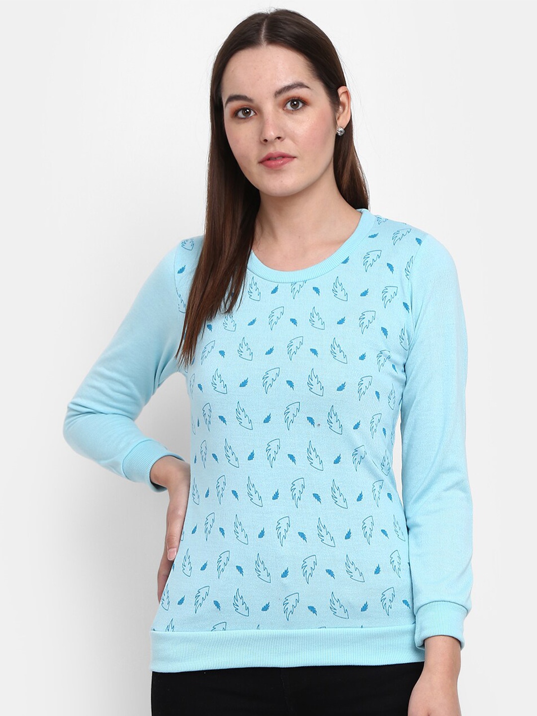 

V-Mart Women Printed Sweatshirt, Blue