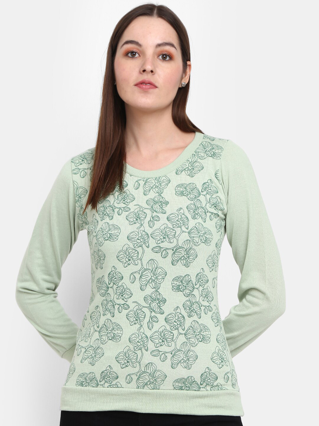 

V-Mart Women Printed Sweatshirt, Sea green