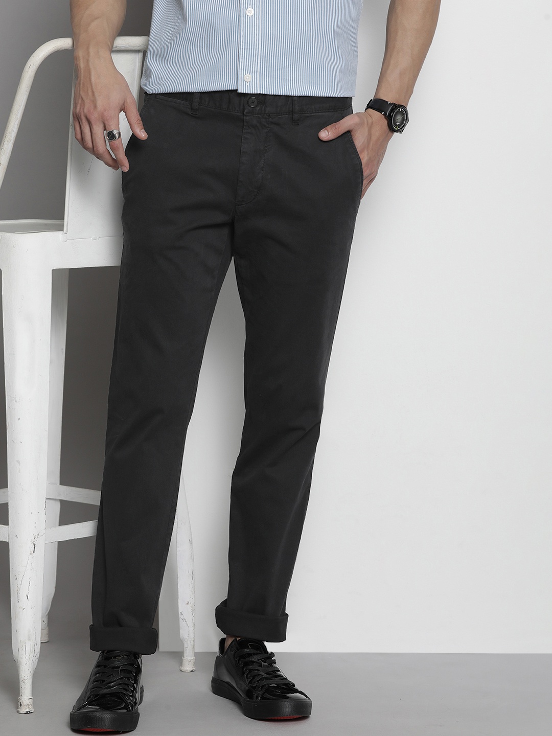 

Tommy Hilfiger Men Slim Fit Formal Trousers, Black