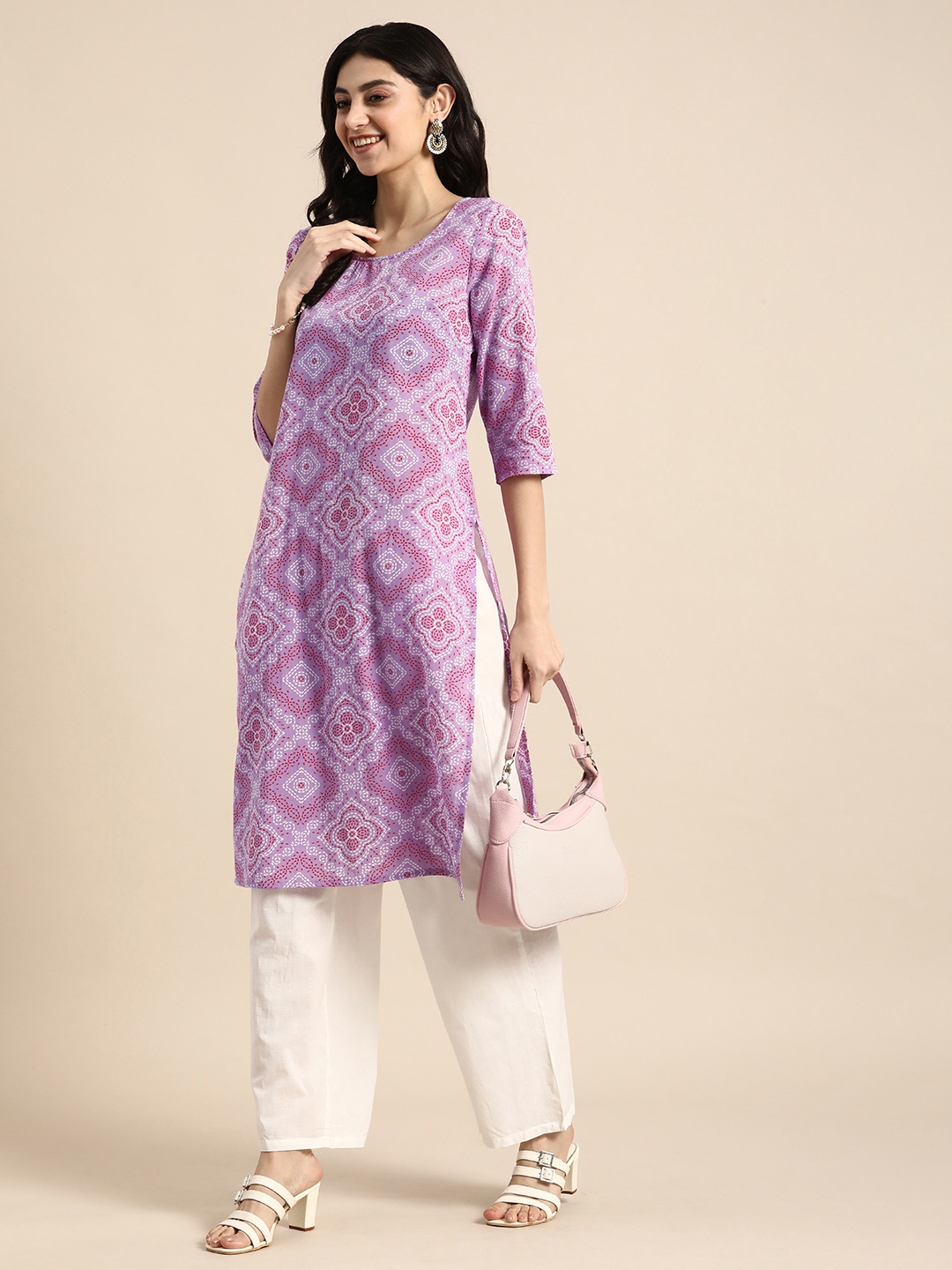 

Anouk Ethnic Motifs Printed Kurta, Lavender