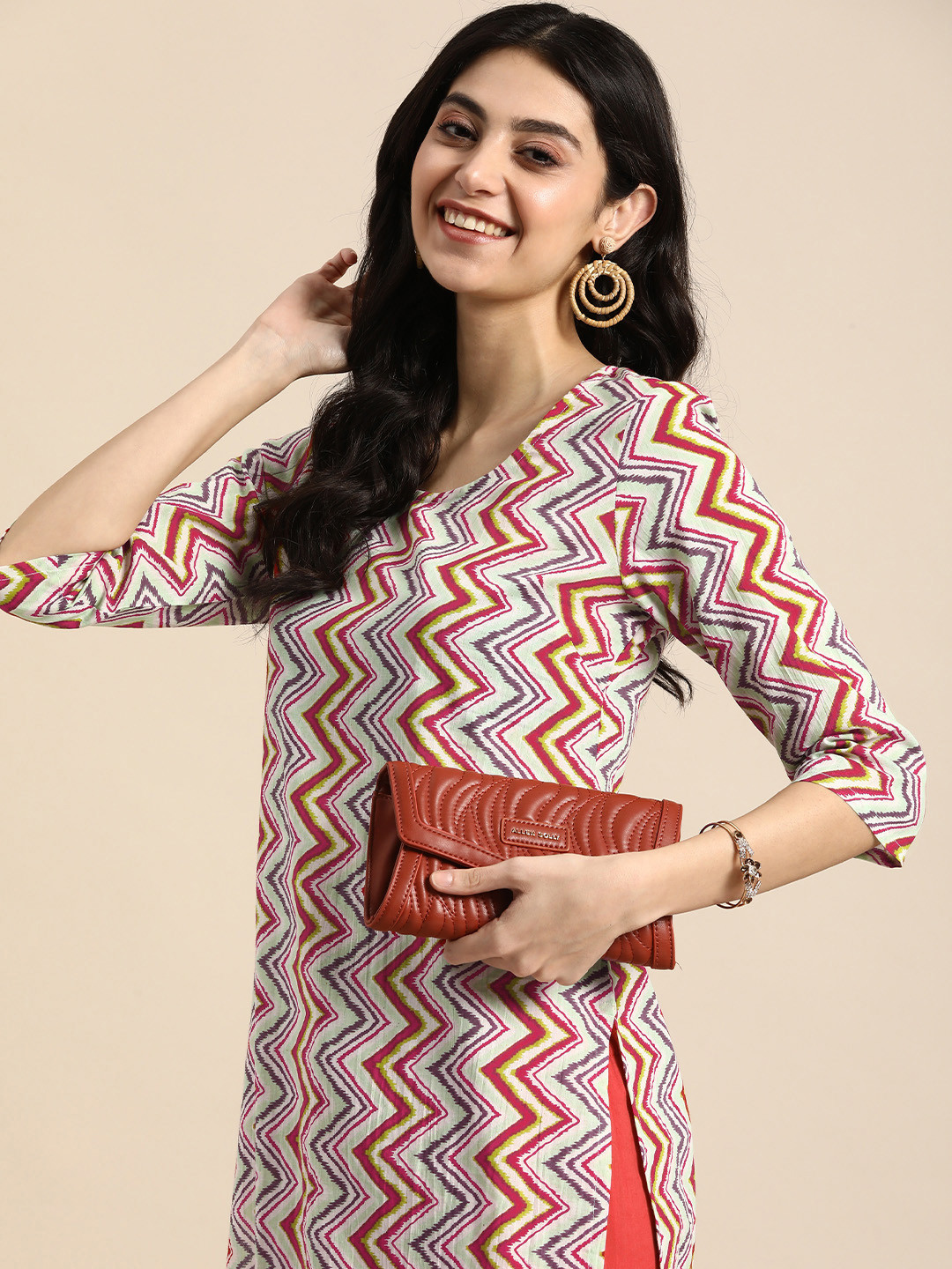 

Anouk Pure Cotton Chevron Printed Kurta, Multi