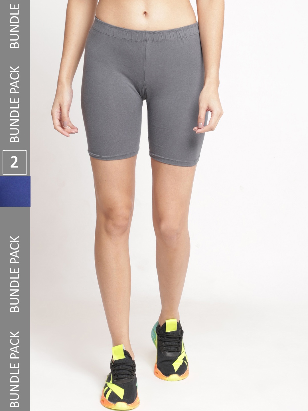 Jinfo Women Pack Of 2 Cycling Sports Shorts, Grey