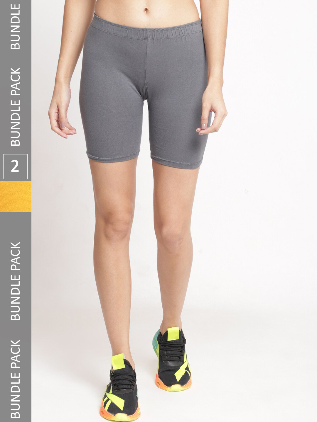 

Jinfo Women Pack Of 2 Cycling Sports Shorts, Grey