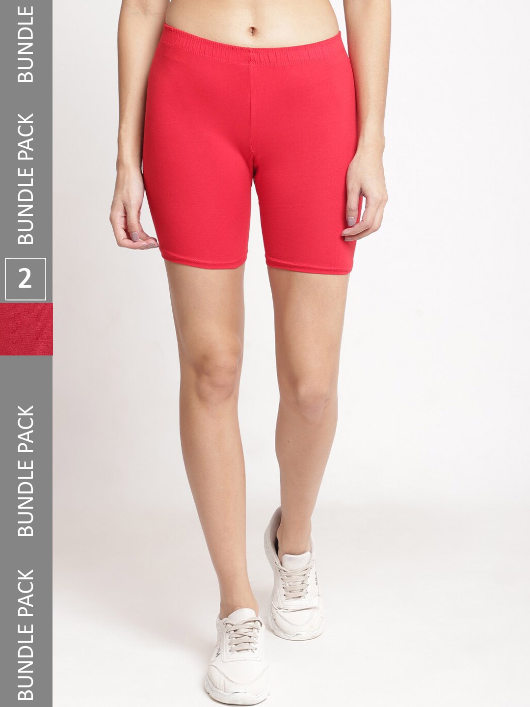 Jinfo Women Pack Of 2 Cycling Sports Shorts, Red