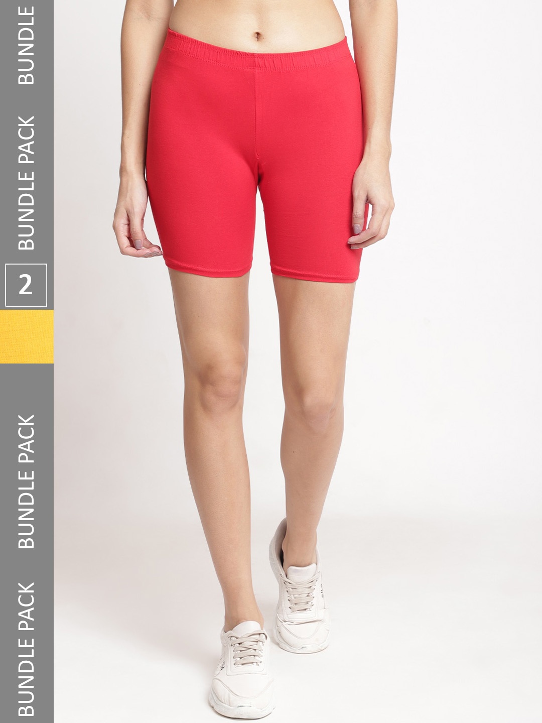 

Jinfo Women Pack Of 2 Cycling Sports Shorts, Red