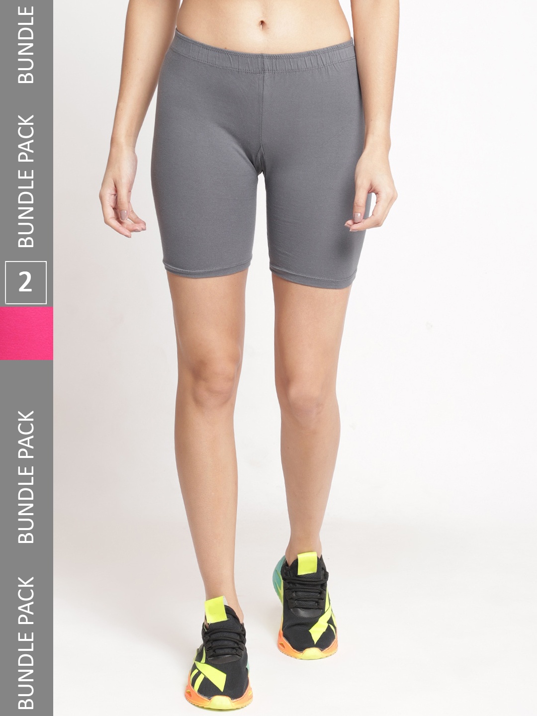 Jinfo Women Pack Of 2 Cycling Sports Shorts, Grey