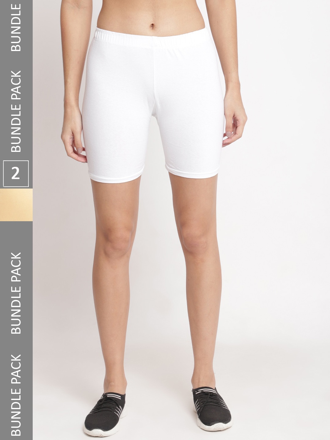 

Jinfo Women Pack Of 2 Cotton Cycling Sports Shorts, White