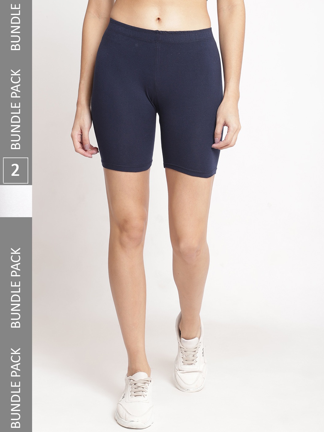 

Jinfo Women Pack Of 2 Cotton Cycling Sports Shorts, White