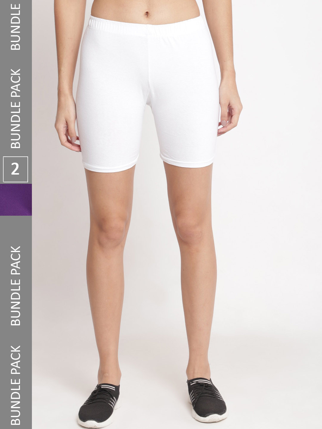 

Jinfo Women Pack Of 2 Cotton Cycling Sports Shorts, White