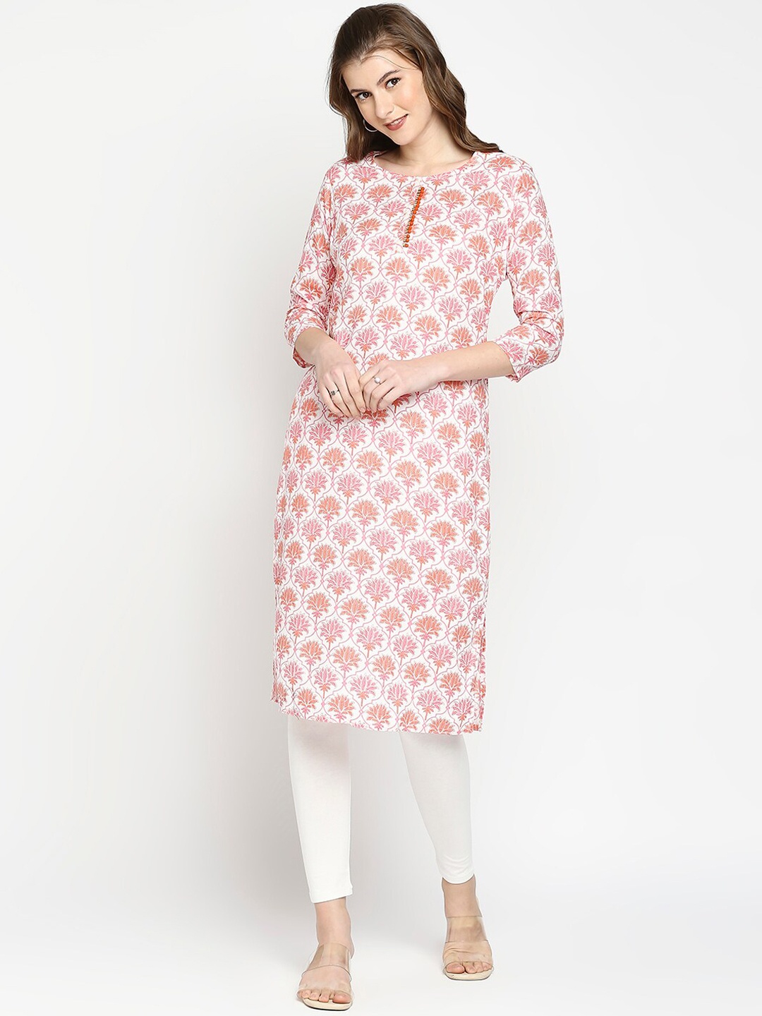 ZRI Women Ethnic Motifs Printed Indie Prints Kurta, White