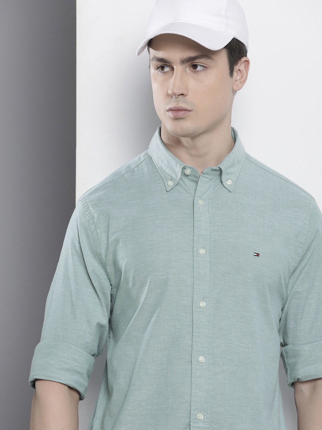 

Tommy Hilfiger Solid 1985 FLEX OXFORD RF Casual Shirt, Green
