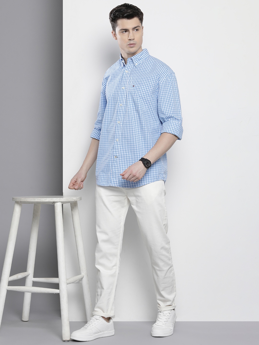 

Tommy Hilfiger Pure Cotton Checked Casual Shirt, Blue