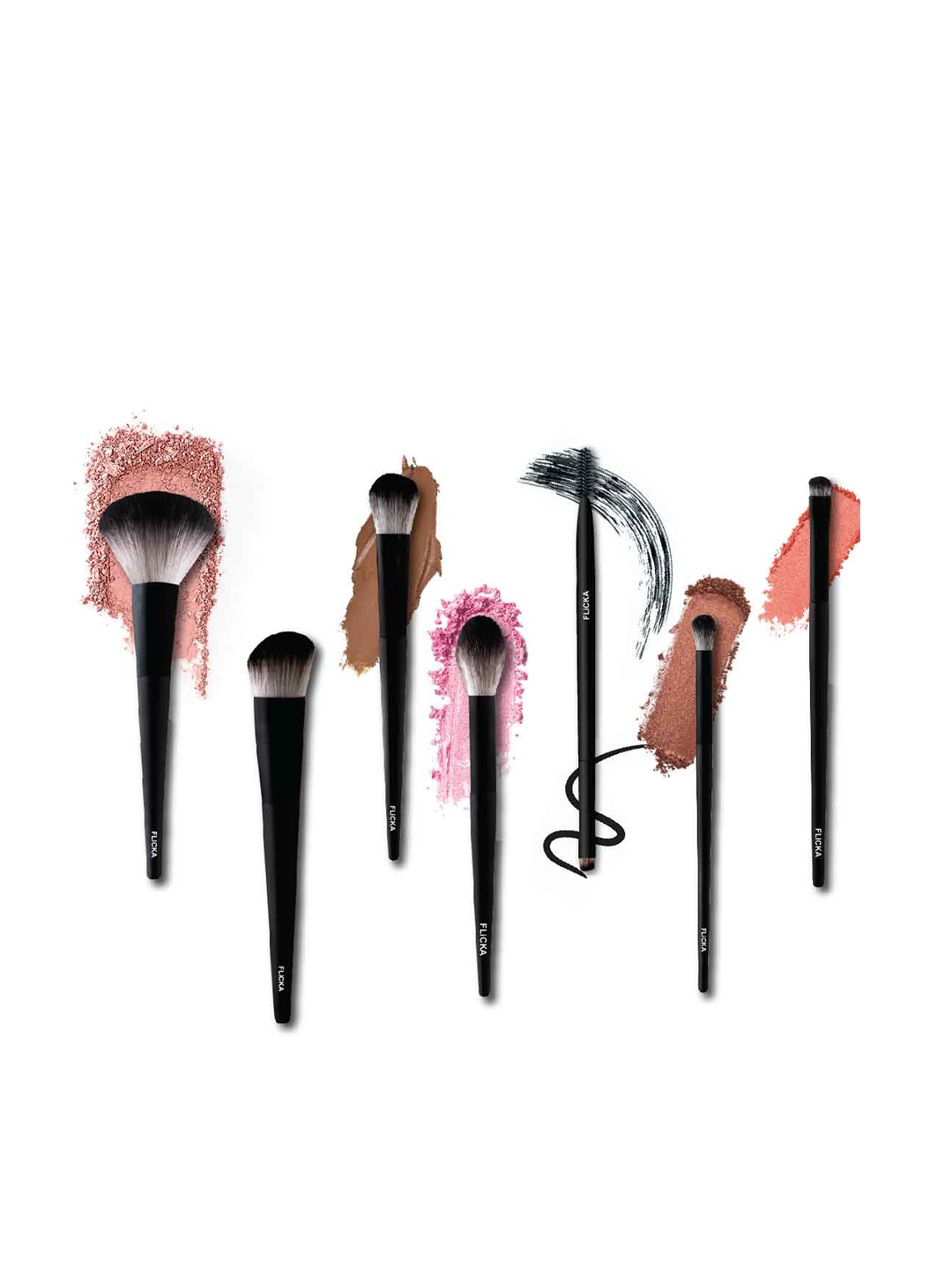 

FLiCKA Set of 7 Everyday Essential Makeup Brush Set, Black