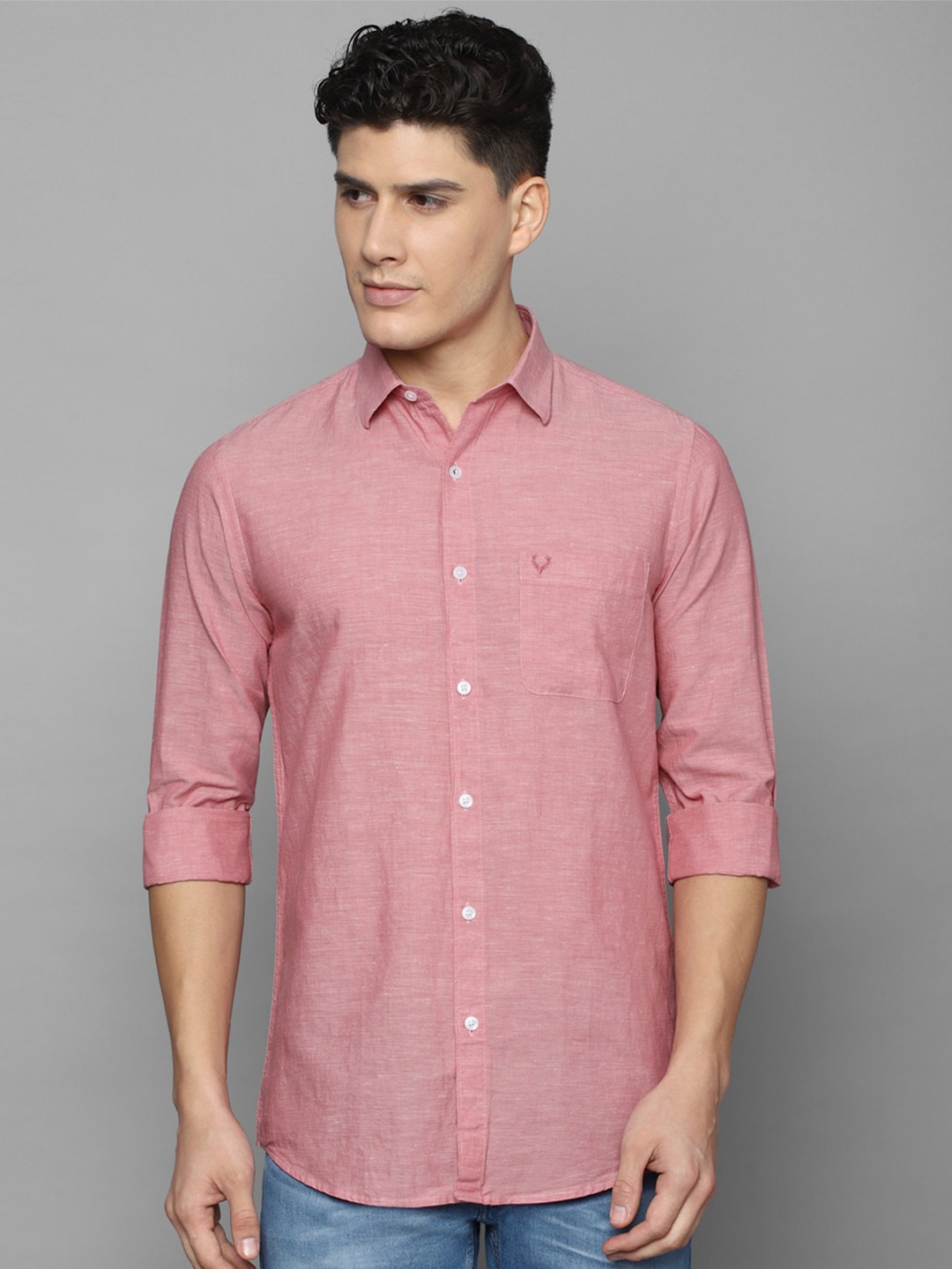

Allen Solly Men Spread Collar Slim Fit Casual Shirt, Pink