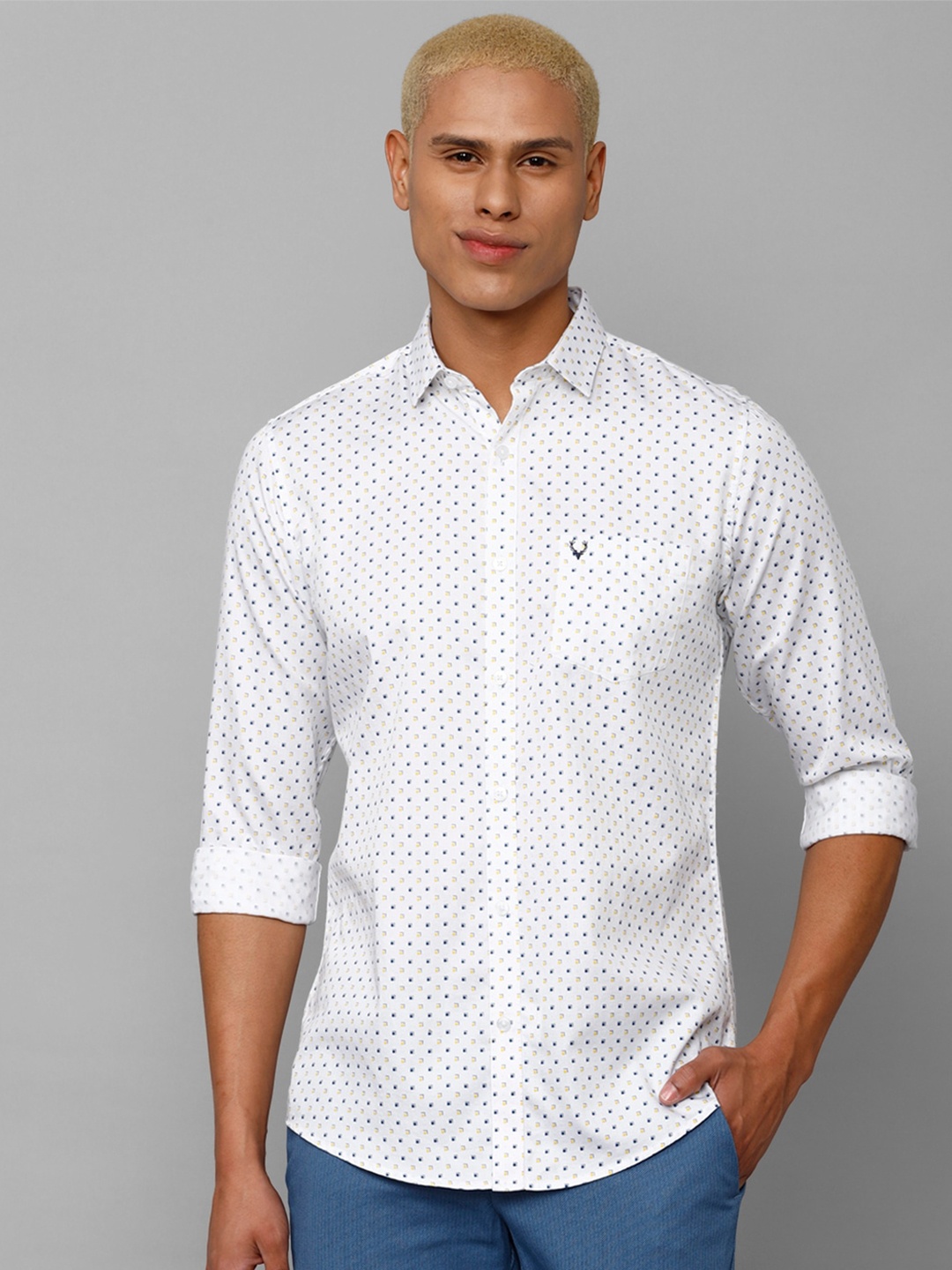 

Allen Solly Men Slim Fit Printed Casual Pure Cotton Shirt, White