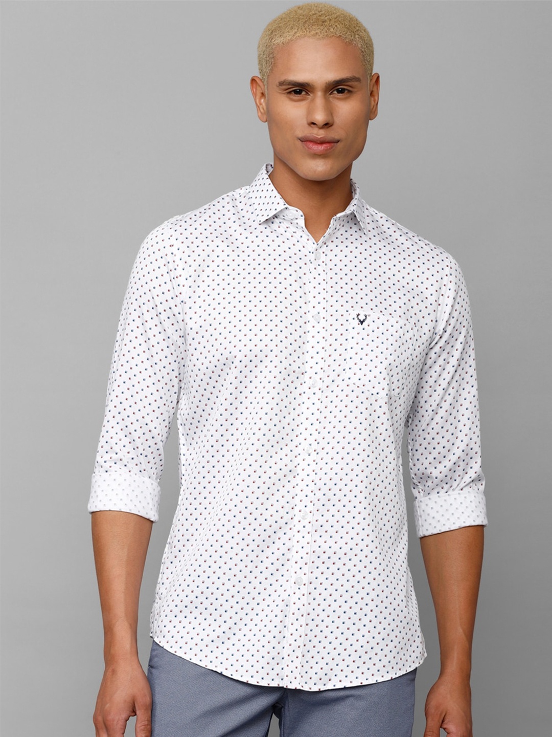 

Allen Solly Men Slim Fit Printed Casual Pure Cotton Shirt, White