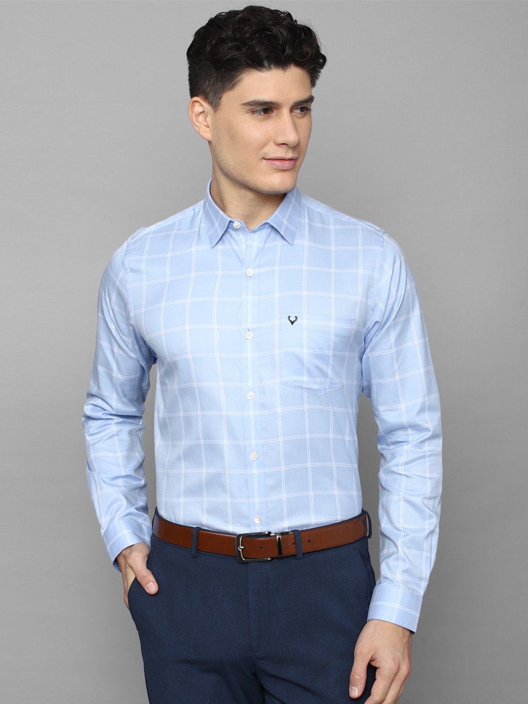

Allen Solly Men Checked Casual Cotton Shirt, Blue