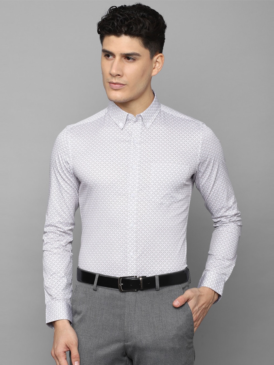 

Louis Philippe Men Slim Fit Printed Formal Shirt, Grey