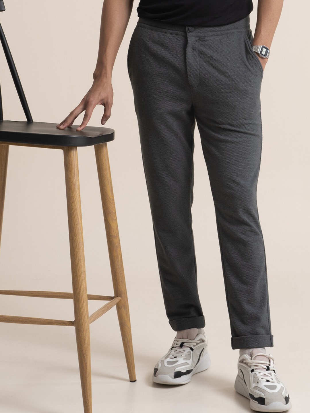 

DAMENSCH Statement Popcorn Textured Casual Trousers, Grey