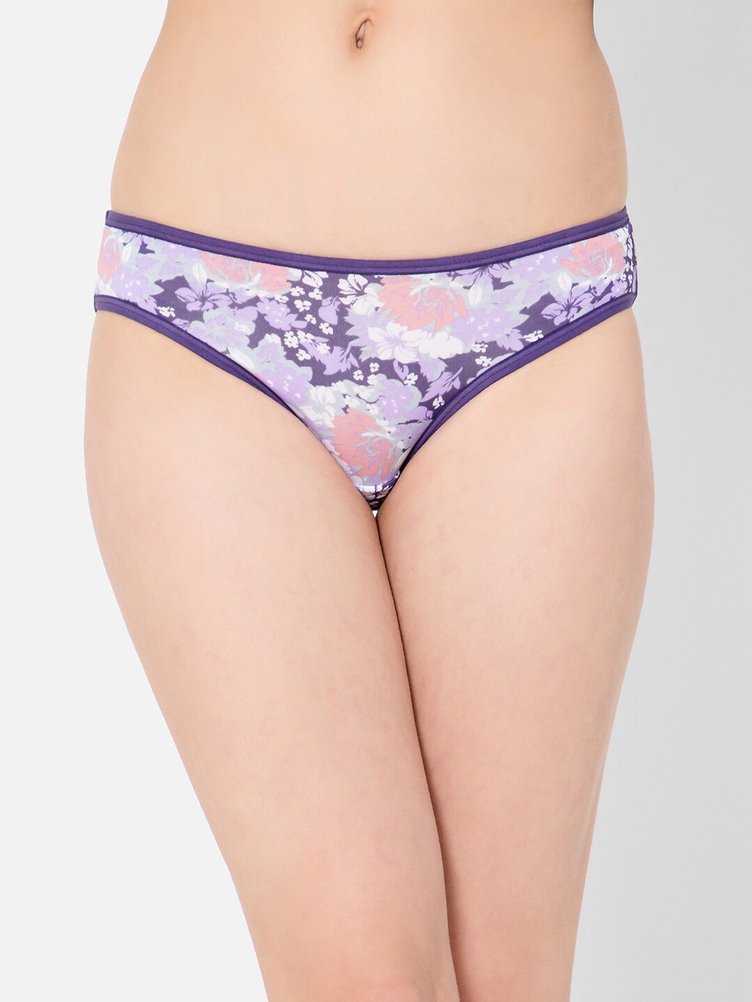 

Clovia Women Floral Print Low-Waist Bikini Briefs PN2810D12XXL, Purple