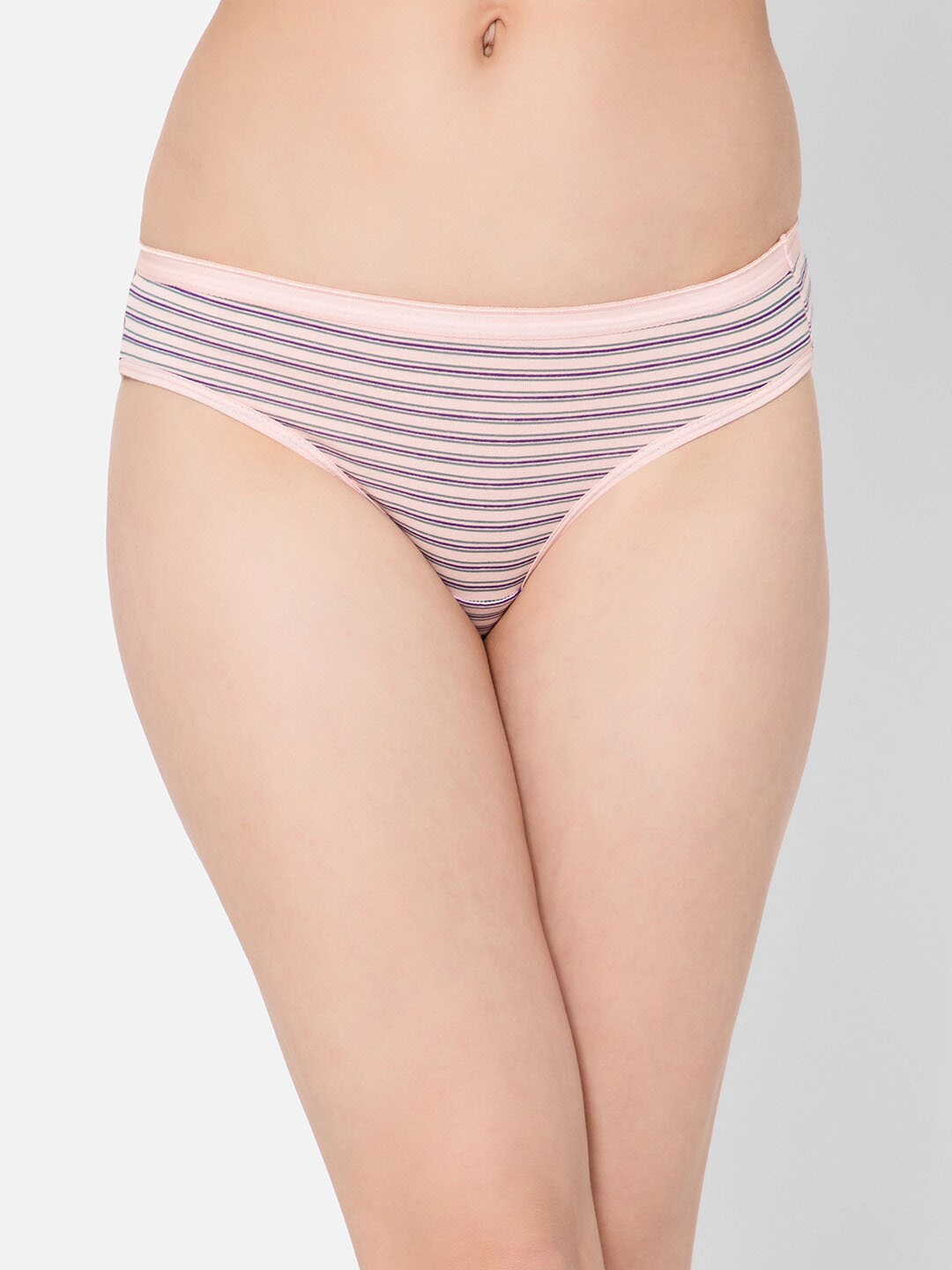 

Clovia Striped Bikini Cotton Briefs PN3380G22XXL, Pink