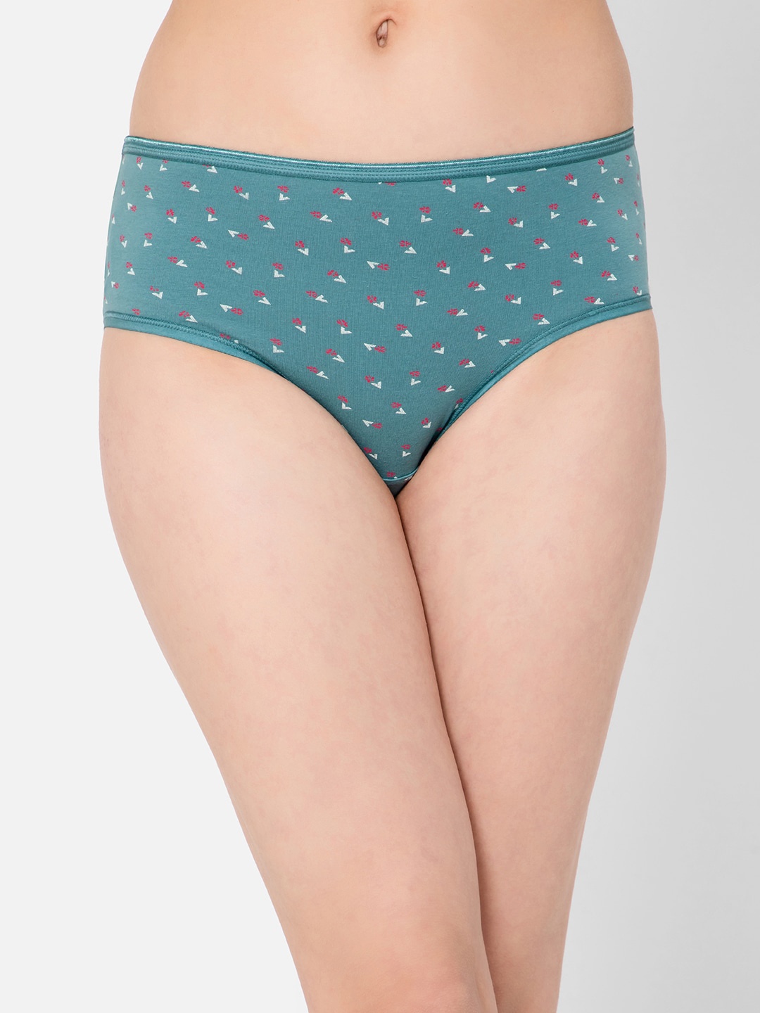 

Clovia Women Floral Printed Cotton Hipster Briefs, Sea green