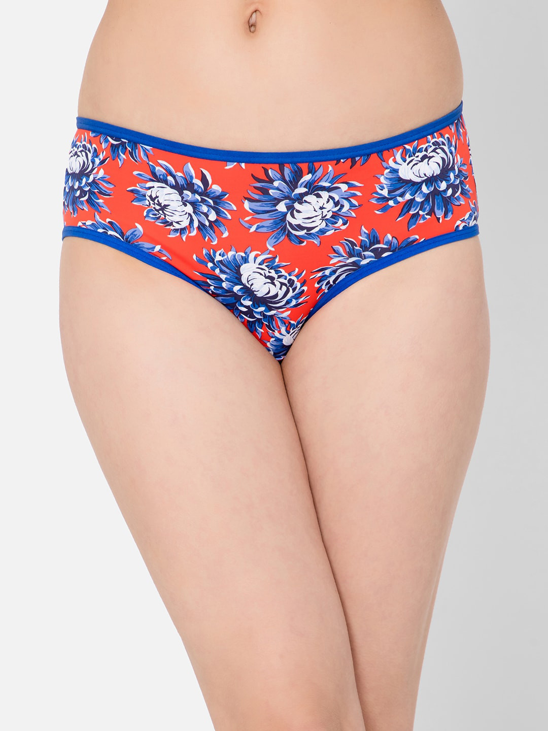 

Clovia Mid Waist Floral Print Hipster Briefs, Orange