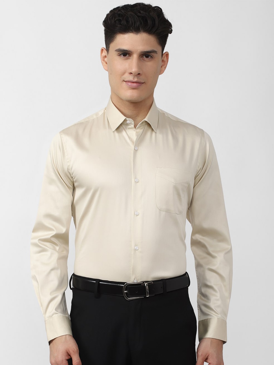

Peter England Men Spread Collar Formal Shirt, Beige