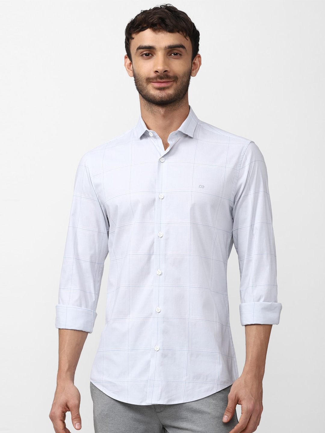 

Peter England Men Spread Collar Slim Fit Checked Casual Shirt, White