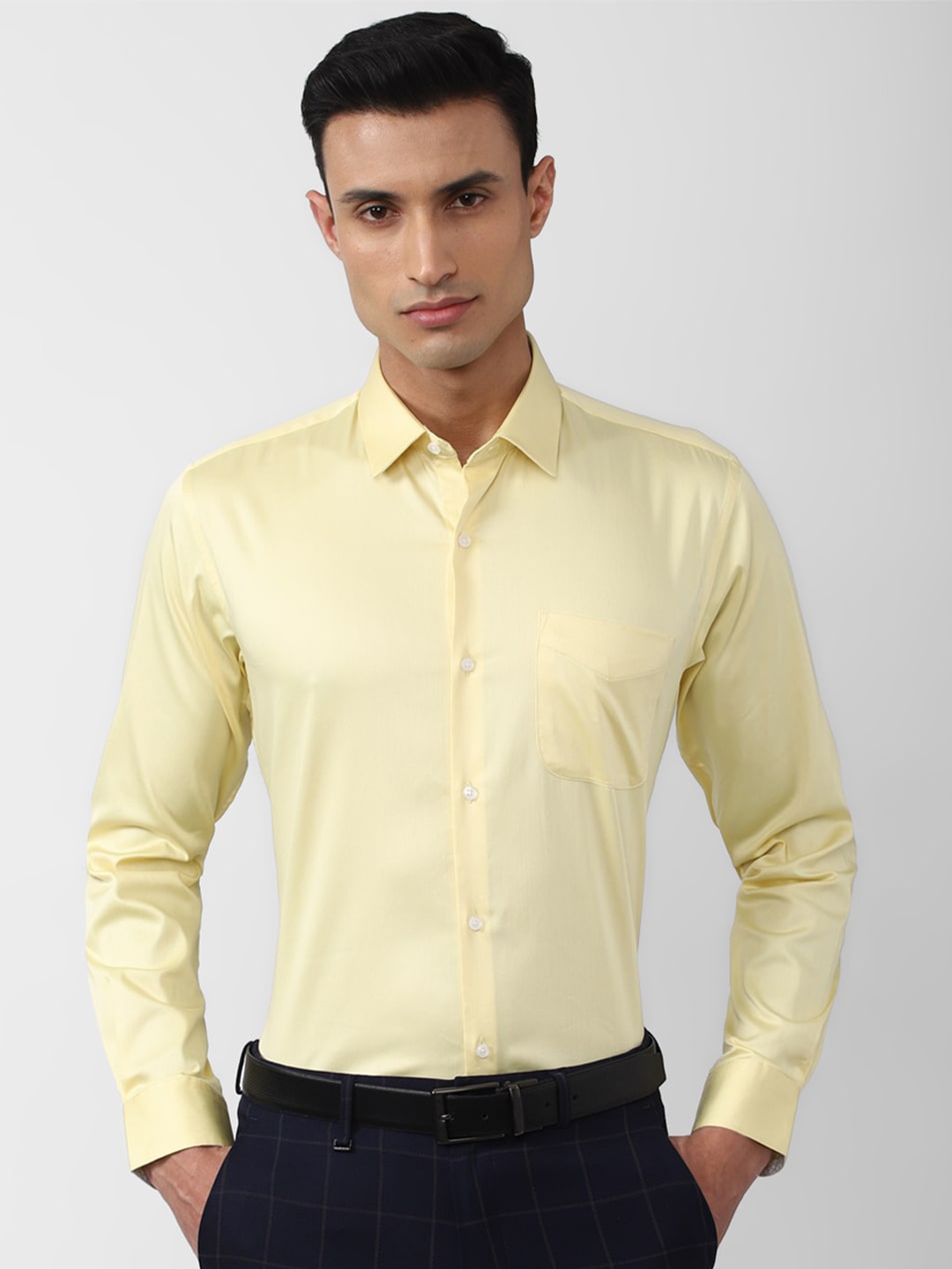 

Peter England Men Spread Collar Formal Shirt, Yellow