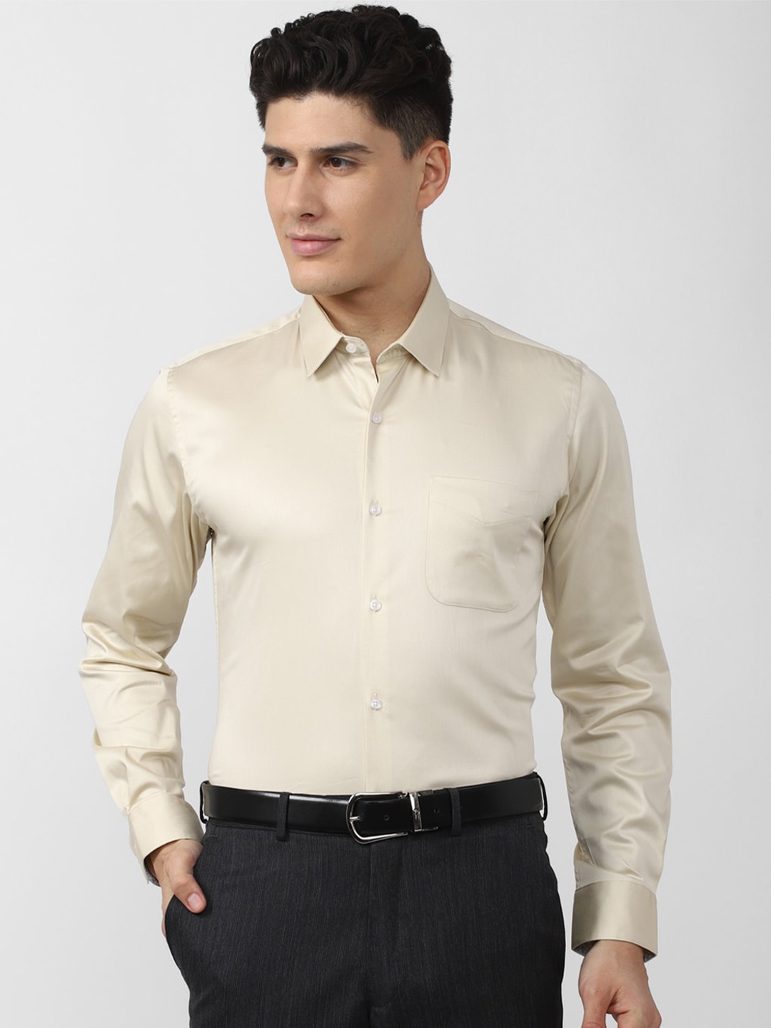 

Peter England Men Slim Fit Formal Shirt, Beige