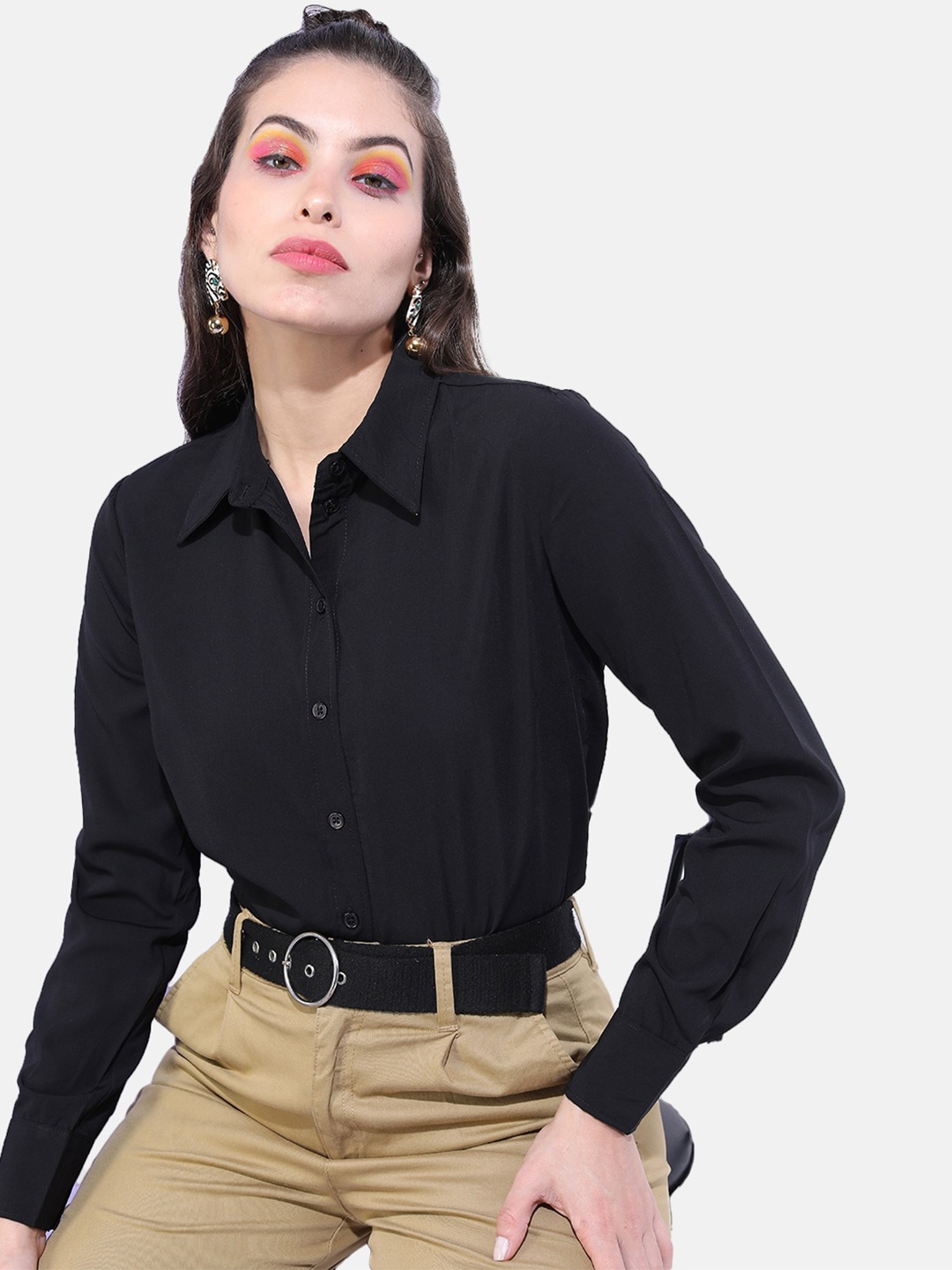 

Freehand by The Indian Garage Co Women Slim Fit Casual Shirt, Black