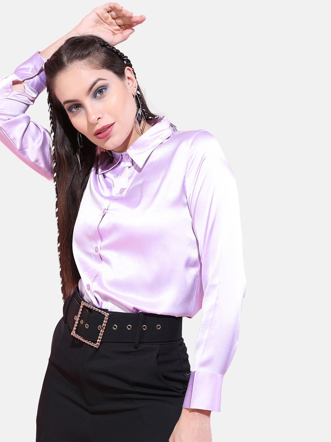 

Freehand by The Indian Garage Co Women Slim Fit Casual Shirt, Purple