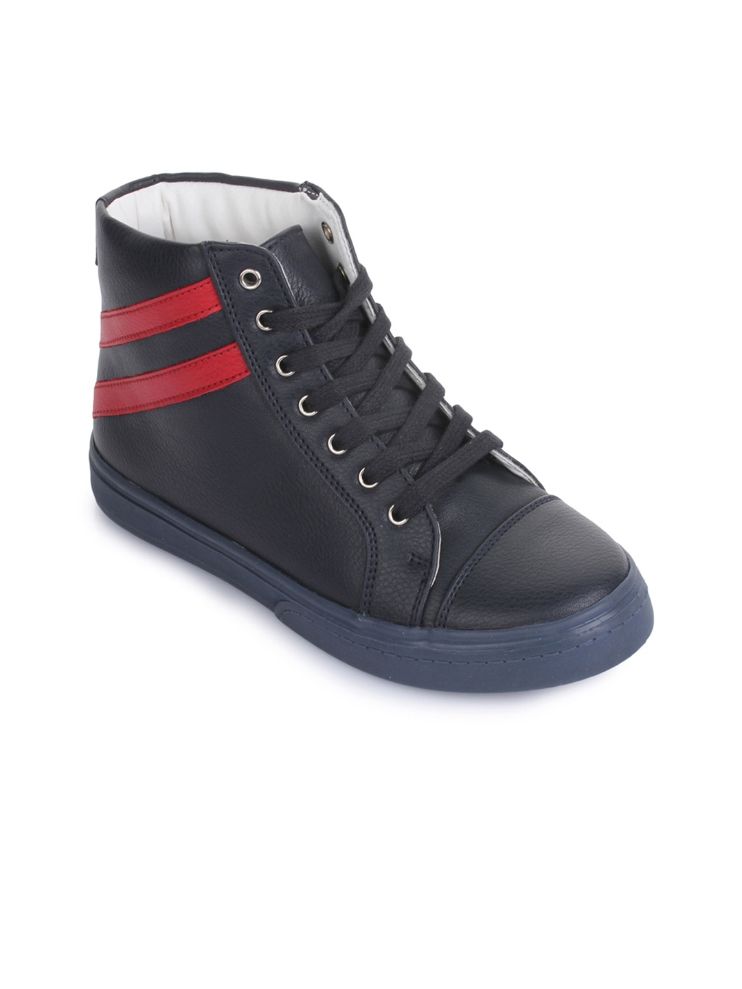 

Bruno Manetti Kids Black Solid Synthetic Leather Mid-Top Sneakers